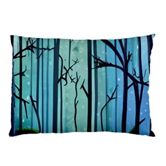 Nature Outdoors Night Trees Scene Forest Woods Light Moonlight Wilderness Stars Pillow Case (Two Sides)