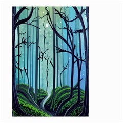 Nature Outdoors Night Trees Scene Forest Woods Light Moonlight Wilderness Stars Small Garden Flag (Two Sides)