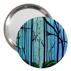 Nature Outdoors Night Trees Scene Forest Woods Light Moonlight Wilderness Stars 3  Handbag Mirrors