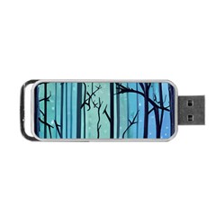 Nature Outdoors Night Trees Scene Forest Woods Light Moonlight Wilderness Stars Portable USB Flash (Two Sides)