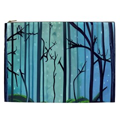 Nature Outdoors Night Trees Scene Forest Woods Light Moonlight Wilderness Stars Cosmetic Bag (XXL)