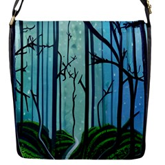 Nature Outdoors Night Trees Scene Forest Woods Light Moonlight Wilderness Stars Flap Closure Messenger Bag (S)