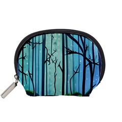 Nature Outdoors Night Trees Scene Forest Woods Light Moonlight Wilderness Stars Accessory Pouch (Small)