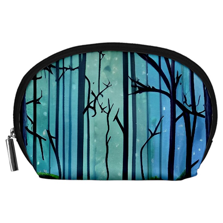 Nature Outdoors Night Trees Scene Forest Woods Light Moonlight Wilderness Stars Accessory Pouch (Large)