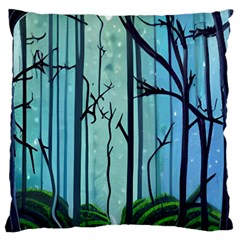 Nature Outdoors Night Trees Scene Forest Woods Light Moonlight Wilderness Stars Large Premium Plush Fleece Cushion Case (One Side)