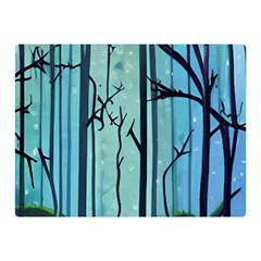 Nature Outdoors Night Trees Scene Forest Woods Light Moonlight Wilderness Stars Two Sides Premium Plush Fleece Blanket (Mini)