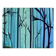 Nature Outdoors Night Trees Scene Forest Woods Light Moonlight Wilderness Stars Two Sides Premium Plush Fleece Blanket (large) by Grandong