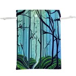 Nature Outdoors Night Trees Scene Forest Woods Light Moonlight Wilderness Stars Lightweight Drawstring Pouch (XL) Back