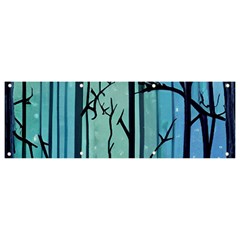 Nature Outdoors Night Trees Scene Forest Woods Light Moonlight Wilderness Stars Banner and Sign 9  x 3 