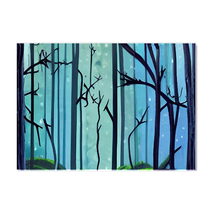 Nature Outdoors Night Trees Scene Forest Woods Light Moonlight Wilderness Stars Crystal Sticker (A4)