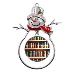 Alcohol Apothecary Book Cover Booze Bottles Gothic Magic Medicine Oils Ornate Pharmacy Metal Snowman Ornament by Grandong