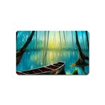 Swamp Bayou Rowboat Sunset Landscape Lake Water Moss Trees Logs Nature Scene Boat Twilight Quiet Magnet (Name Card) Front