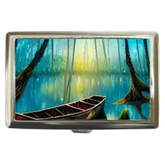 Swamp Bayou Rowboat Sunset Landscape Lake Water Moss Trees Logs Nature Scene Boat Twilight Quiet Cigarette Money Case by Grandong