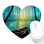 Swamp Bayou Rowboat Sunset Landscape Lake Water Moss Trees Logs Nature Scene Boat Twilight Quiet Heart Mousepad Front