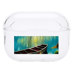 Swamp Bayou Rowboat Sunset Landscape Lake Water Moss Trees Logs Nature Scene Boat Twilight Quiet Hard Pc Airpods Pro Case by Grandong