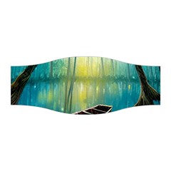 Swamp Bayou Rowboat Sunset Landscape Lake Water Moss Trees Logs Nature Scene Boat Twilight Quiet Stretchable Headband by Grandong