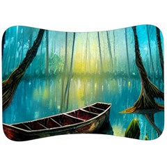 Swamp Bayou Rowboat Sunset Landscape Lake Water Moss Trees Logs Nature Scene Boat Twilight Quiet Velour Seat Head Rest Cushion by Grandong