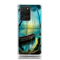 Swamp Bayou Rowboat Sunset Landscape Lake Water Moss Trees Logs Nature Scene Boat Twilight Quiet Samsung Galaxy S20 Ultra 6 9 Inch Tpu Uv Case by Grandong