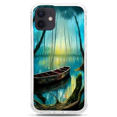 Swamp Bayou Rowboat Sunset Landscape Lake Water Moss Trees Logs Nature Scene Boat Twilight Quiet Iphone 12 Mini Tpu Uv Print Case	 by Grandong