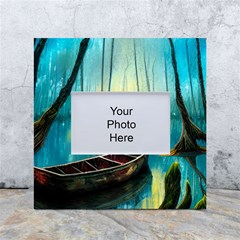 Swamp Bayou Rowboat Sunset Landscape Lake Water Moss Trees Logs Nature Scene Boat Twilight Quiet White Box Photo Frame 4  X 6  by Grandong