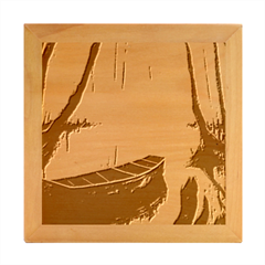 Swamp Bayou Rowboat Sunset Landscape Lake Water Moss Trees Logs Nature Scene Boat Twilight Quiet Wood Photo Frame Cube by Grandong