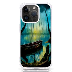 Swamp Bayou Rowboat Sunset Landscape Lake Water Moss Trees Logs Nature Scene Boat Twilight Quiet Iphone 14 Pro Tpu Uv Print Case by Grandong