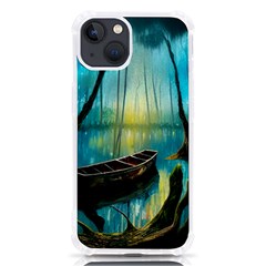 Swamp Bayou Rowboat Sunset Landscape Lake Water Moss Trees Logs Nature Scene Boat Twilight Quiet Iphone 13 Tpu Uv Print Case by Grandong