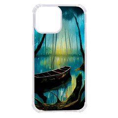 Swamp Bayou Rowboat Sunset Landscape Lake Water Moss Trees Logs Nature Scene Boat Twilight Quiet Iphone 13 Pro Max Tpu Uv Print Case by Grandong