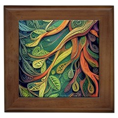 Outdoors Night Setting Scene Forest Woods Light Moonlight Nature Wilderness Leaves Branches Abstract Framed Tile by Grandong