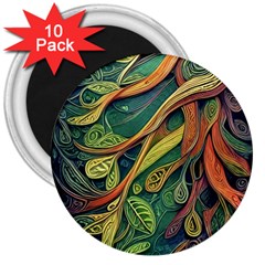 Outdoors Night Setting Scene Forest Woods Light Moonlight Nature Wilderness Leaves Branches Abstract 3  Magnets (10 Pack)  by Grandong