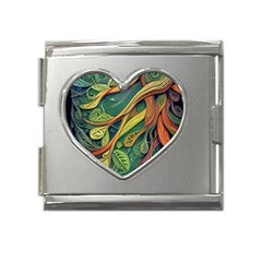 Outdoors Night Setting Scene Forest Woods Light Moonlight Nature Wilderness Leaves Branches Abstract Mega Link Heart Italian Charm (18mm) by Grandong