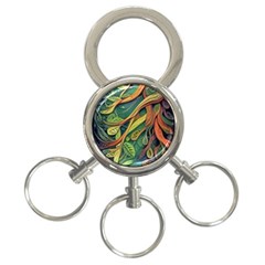 Outdoors Night Setting Scene Forest Woods Light Moonlight Nature Wilderness Leaves Branches Abstract 3-ring Key Chain by Grandong