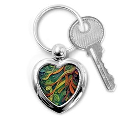 Outdoors Night Setting Scene Forest Woods Light Moonlight Nature Wilderness Leaves Branches Abstract Key Chain (heart) by Grandong