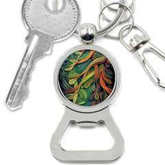 Outdoors Night Setting Scene Forest Woods Light Moonlight Nature Wilderness Leaves Branches Abstract Bottle Opener Key Chain by Grandong