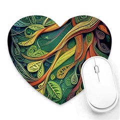 Outdoors Night Setting Scene Forest Woods Light Moonlight Nature Wilderness Leaves Branches Abstract Heart Mousepad by Grandong