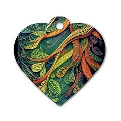 Outdoors Night Setting Scene Forest Woods Light Moonlight Nature Wilderness Leaves Branches Abstract Dog Tag Heart (two Sides) by Grandong