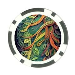 Outdoors Night Setting Scene Forest Woods Light Moonlight Nature Wilderness Leaves Branches Abstract Poker Chip Card Guard by Grandong