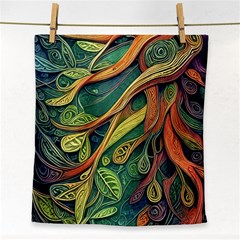 Outdoors Night Setting Scene Forest Woods Light Moonlight Nature Wilderness Leaves Branches Abstract Face Towel by Grandong