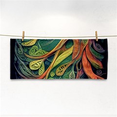 Outdoors Night Setting Scene Forest Woods Light Moonlight Nature Wilderness Leaves Branches Abstract Hand Towel by Grandong