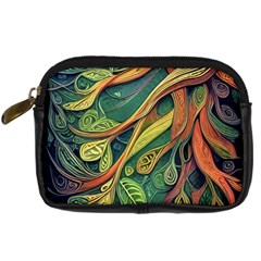 Outdoors Night Setting Scene Forest Woods Light Moonlight Nature Wilderness Leaves Branches Abstract Digital Camera Leather Case by Grandong