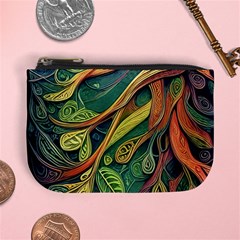 Outdoors Night Setting Scene Forest Woods Light Moonlight Nature Wilderness Leaves Branches Abstract Mini Coin Purse by Grandong