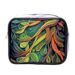 Outdoors Night Setting Scene Forest Woods Light Moonlight Nature Wilderness Leaves Branches Abstract Mini Toiletries Bag (One Side) Front