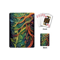 Outdoors Night Setting Scene Forest Woods Light Moonlight Nature Wilderness Leaves Branches Abstract Playing Cards Single Design (mini) by Grandong