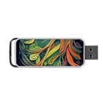 Outdoors Night Setting Scene Forest Woods Light Moonlight Nature Wilderness Leaves Branches Abstract Portable USB Flash (Two Sides) Back