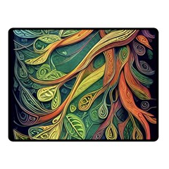 Outdoors Night Setting Scene Forest Woods Light Moonlight Nature Wilderness Leaves Branches Abstract Two Sides Fleece Blanket (small) by Grandong