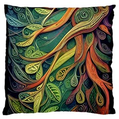 Outdoors Night Setting Scene Forest Woods Light Moonlight Nature Wilderness Leaves Branches Abstract Large Premium Plush Fleece Cushion Case (one Side) by Grandong