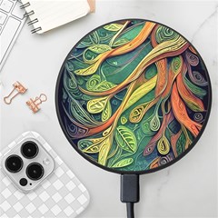 Outdoors Night Setting Scene Forest Woods Light Moonlight Nature Wilderness Leaves Branches Abstract Wireless Fast Charger(black) by Grandong