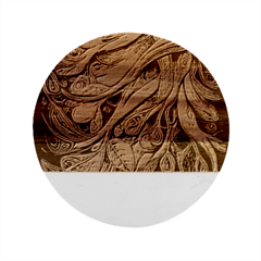 Outdoors Night Setting Scene Forest Woods Light Moonlight Nature Wilderness Leaves Branches Abstract Marble Wood Coaster (round) by Grandong