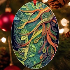 Outdoors Night Setting Scene Forest Woods Light Moonlight Nature Wilderness Leaves Branches Abstract Uv Print Acrylic Ornament Oval by Grandong