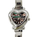 Retro Electronics Old Antiques Texture Wallpaper Vintage Cassette Tapes Retrospective Heart Italian Charm Watch Front